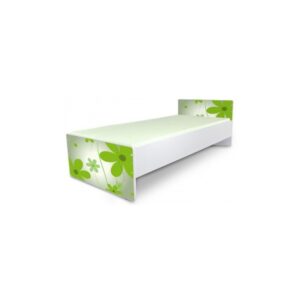 jednolůžková dětská postel se zelenými květy