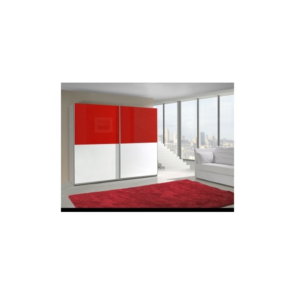 Bílo-červená šatní skříň s posuvnými dveřmi Darvin 17