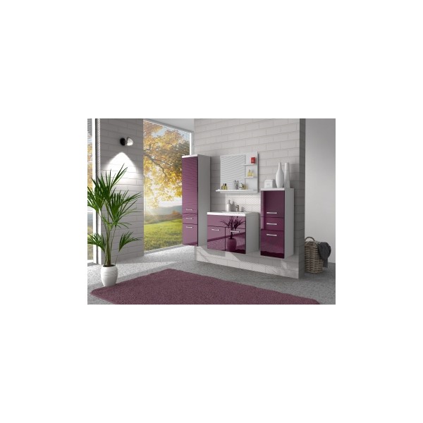 Koupelnový nábytek Horace 4 - bílá / fialový lesk