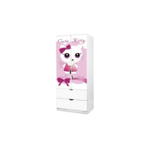 Dětská šatní skříň Cute Kitty růžová